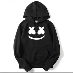 Unisex Smiley Print Hoodie, Fleece Lined